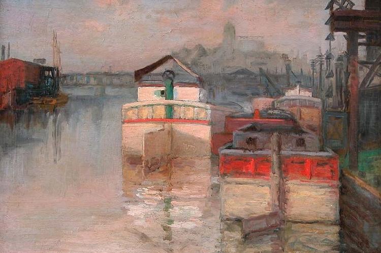 Carl Wagner Coal Barges on the Lower Schuylkill china oil painting image